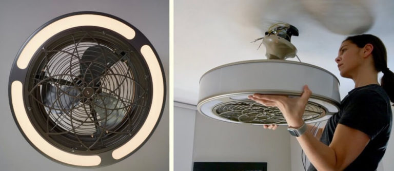encased ceiling fan with light