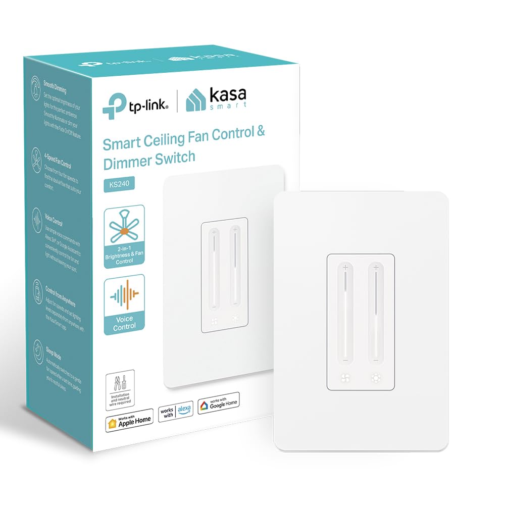 Kasa KS240 smart ceiling fan control and dimmer light switch
