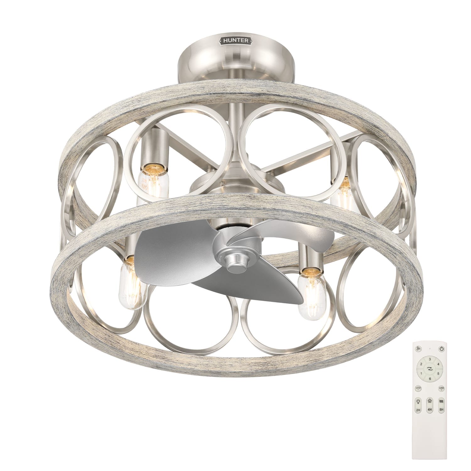 Hunter Haven 22-inch fandelier in brushed nickel
