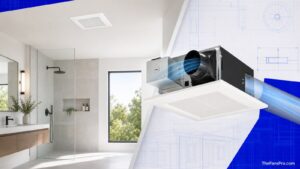 Bathroom exhaust fan installation and duct airflow cutaway