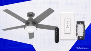 Smart ceiling fan, wall controls, and blueprint compatibility plan